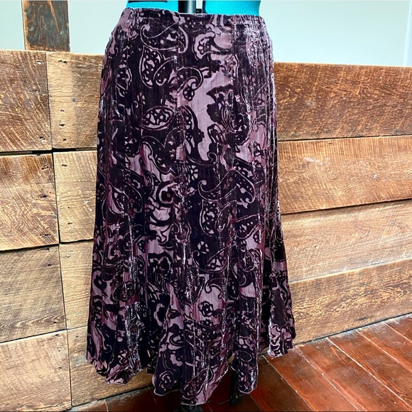 Coldwater Creek Dresses & Skirts - Coldwater Creek Burnt Velvet Flowy Brown Whimsigoth Skirt